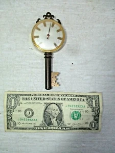 Vintage Brass Key Shaped Desk Top THERMOMETER with Kick Stand Made in France - Picture 1 of 12
