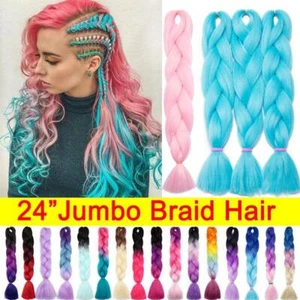 24'' Afro Twist Braids Ombre Synthetic Jumbo Braiding Extension Hair as Human US - Picture 1 of 65