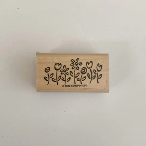 Estampación de fila de flores sello de goma de madera - Imagen 1 de 2