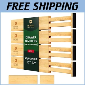 4-Pack Lacquered Bamboo Drawer Separators, Adjustable Up to 22" for Neat Spaces - Picture 1 of 9