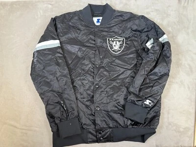 Chaqueta de bombardero universitaria satinada Starter Las Vegas Raiders NFL para hombre talla XL Foto 1 de 4