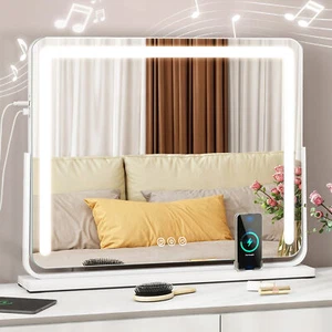 28.7" Rotatable Vanity Makeup Mirror with Wireless Charger & Bluetooth Speaker - Picture 1 of 8