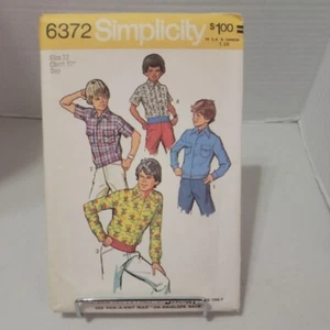 VTG 74 SIMPLICITY 6372 Boys Shirt & Pullover Shirt in 4 Looks Size 12/30C CUT - Picture 1 of 4