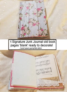 Junk Journal Notebook Handmade Book Sewn Ready To Decorate -Roses -Post Aust - Picture 1 of 20