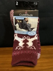 Cuddl Duds Socks Soft Inside Leg Layering Plushfill 360 Maroon 2 Pair - Picture 1 of 9