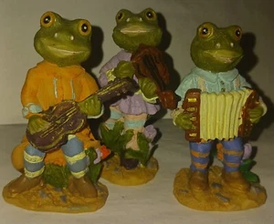 Drei Froschmusiker Figuren Akkordeon, Geige & Gitarre 3" groß - Bild 1 von 9