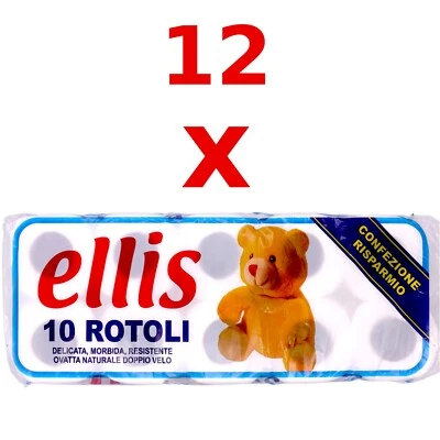ELLIS Carta igienica 120 rotoli 2 veli morbida resistente goffrata di pura cellulosa