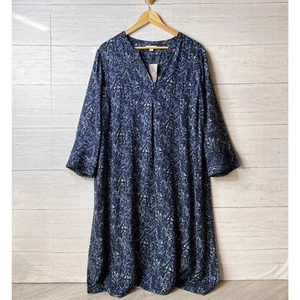Pure Jill Dress Womens Size Large Blue Winter Sky Midi Foliage Modest Comfort - Picture 1 of 16