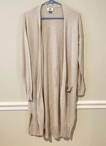Old Navy Women’s M Beige Open Front Long Cardigan Sweater Duster Length - Picture 1 of 11