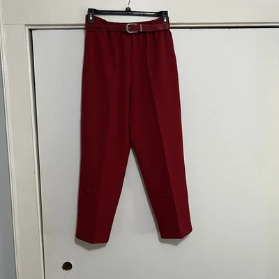Alfred Dunner Classic Fit Red Capri Pants Size 10 w/ matching belt - Image 1 of 4