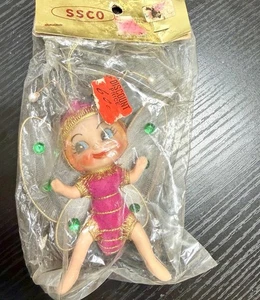 Nuovo 1960 Hot Pink Pixie Bug Decorazione Natalizia Ali di Tulle Giappone Vintage Fairy - Foto 1 di 8