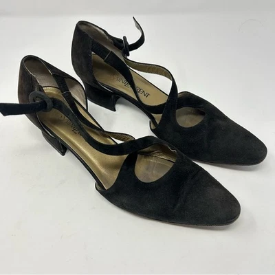 Zapatos de salón Yves Saint Laurent de gamuza con correa marrón talla 7,5N de diseñador vintage Foto 1 de 4