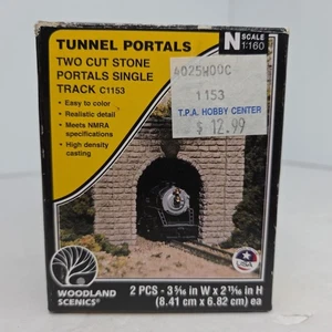 Woodland Scenics C1153 N-Scale Single Track Tunnel Portals (2) Cut Stone - Picture 1 of 4