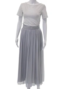 ELEVENTY Women Pleated Maxi Skirt Gray Size 2 - Picture 1 of 6