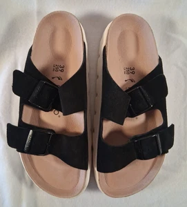 BIRKENSTOCK Black Seude Papillio Arizona Chunky Sandals EUR 39, US 8-8.5 Narrow - Picture 1 of 11