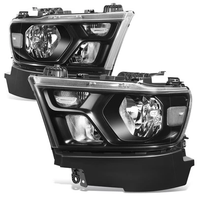 Fit 19-24 Ram 1500 Black Housing Clear Reflector Headlights Assembly OE Style - Image 1 of 4