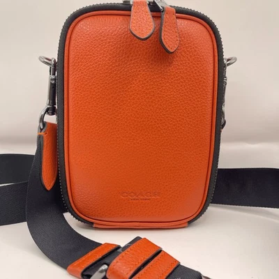 Coach Unisex Stanton Crossbody Bag Leather CL948 Gunmetal/Mango - Image 1 of 4