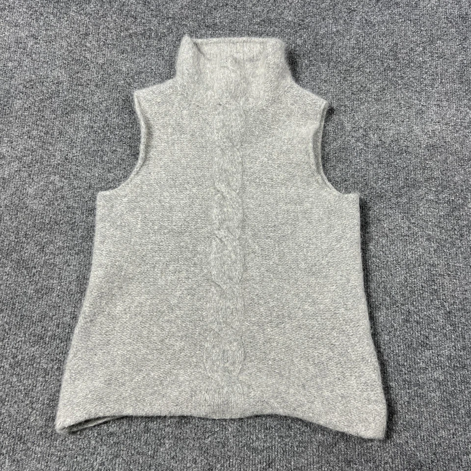 Eddie Bauer Sweater Womens Small Gray Wool Angora Blend Cable Knit Pullover Vest - Image 1 of 4