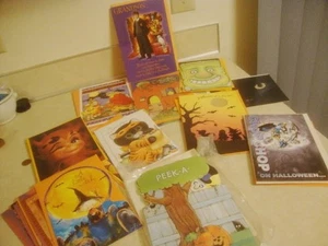 NOS HALLOWEEN Greeting Cards Unused Celebrations Leaning Tree New Old Stock! - Picture 1 of 9