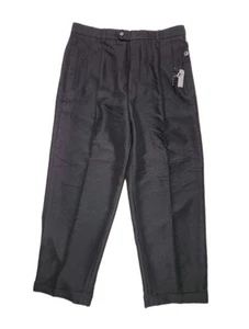 J Ferrar Men's Suit Pants Size 38x29 Black Dress Pleated Cuffed Wedding Formal - Picture 1 of 14
