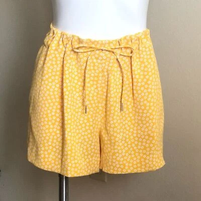 Size 10 - Michael Kors Shorts | Floral Print Yellow Shorts Drawstring Multicolor - Image 1 of 4