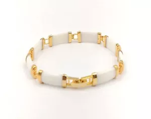 White Shell Multicolor Green Purple Red Agate 18KGP Snap Clasp Bangle Bracelet - Picture 1 of 54