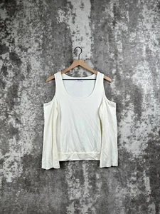Bailey/44 Top Medium Womens White Fleece Modal Cold Off Shoulder Long Sleeve - Picture 1 of 8