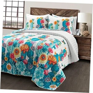 King/Cal King Cactus Reversible Oversized 3 Piece Quilt Set, King & Reversible - Picture 1 of 6