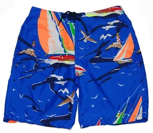 $125 Polo Ralph Lauren RLX Mens Swim Board Short Trunks Sail Boat Blue Orange 30 - Picture 1 of 4