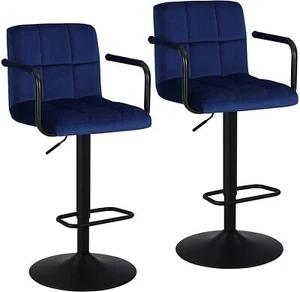Modern Bar Stools Set of 2 with Back and Arms for Kitchen Counter Stools Swivel - Picture 1 of 95
