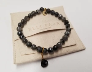Elli Parr "Royal Gemstone" Black Onyx Charm Black Labradorite Beaded Bracelet - Picture 1 of 4