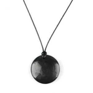 Shungite Pendant Round Necklace Crystal EMF Protection Healing Reiki Gift 1PC - Picture 1 of 4