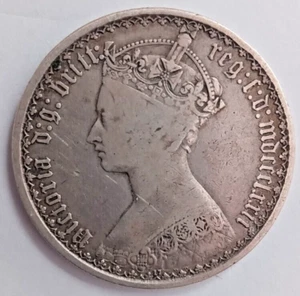 Fiorino in argento 1872 Victoria / due scellini (argento .925). Moneta inglese. 3 - Foto 1 di 2