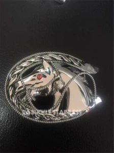 Men Thai Buckle Belt The Horse , Stainless Steel , Unique By Thai Hand Made - Picture 1 of 1