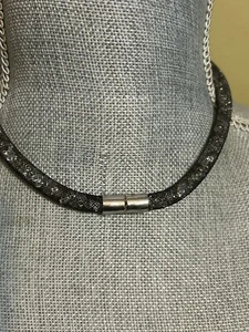 Swarovski Black Stardust Mesh Choker Or Wrap Bracelet 16” Magnetic Clasp - Picture 1 of 7