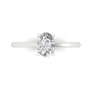 1.0 ct Oval CUT ENGAGEMENT Bridal Promise Statement Ring 14k White Solid Gold - Picture 1 of 11