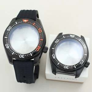 42mm Seiko nh35 Negro Caja Reloj Correa Goma Capa AR Cristal Zafiro 3.8 Oclock - Imagen 1 de 20