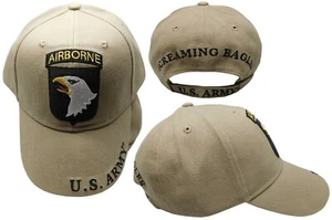 U.S. Army 101st Airborne Screaming Eagles Khaki Adjustable Embroidered Hat Cap - Picture 1 of 6