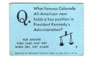 1961 Fleer Football Magic Message Blue Insert #9, very tough to find - Picture 1 of 1