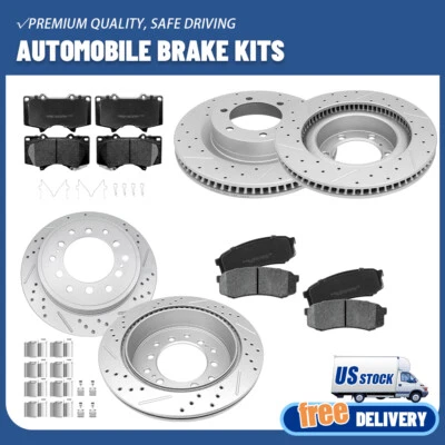 前后制动转子+陶瓷垫套装适用于 10-20 丰田 4Runner 21 雷克萨斯 GX460 — 第 1/4 张图片