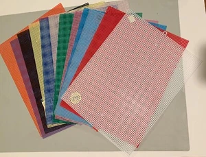 12 Diff Colors 7 Mesh Plastic Canvas -Assorted Brands +Darice Hole Scale Ruler - Picture 1 of 14