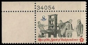 US 1476 Spirit of Independence Printer 8c plate single UL 34054 MNH 1973 - Picture 1 of 1