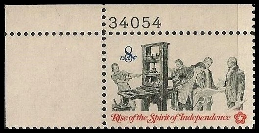 US 1476 Spirit of Independence Printer 8c plate single UL 34054 MNH 1973 - Image 1 of 1