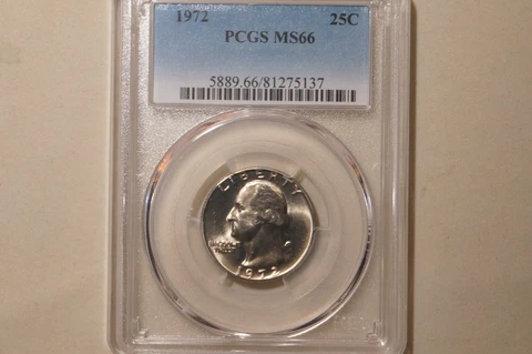 1972 WASHINGTON QUARTER GRADED PCGS MS66 Cover