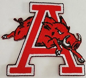 Arkansas Razorbacks NCAA Embroidered iron on patches 3 x 3" - Picture 1 of 1