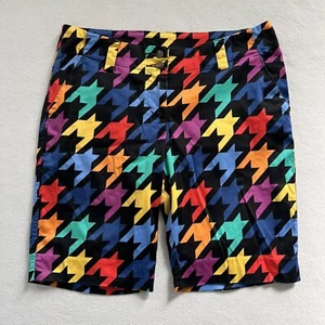 Loudmouth Golf Women Multicolor Black Razzle Dazzle Houndstooth Print Shorts 6 - Picture 1 of 7