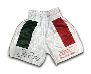 Floyd Mayweather Jr signierte vs. De La Hoya Boxhosen #D 38/50 BAS COA mit Stat - Bild 1 von 7