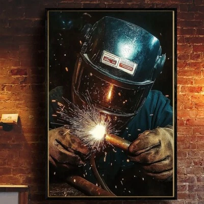 Impressão artística de soldagem industrial – pôster de metalúrgico com faíscas, pôster moderno - Imagem 1 de 4