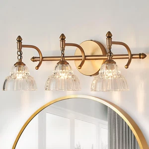 Bathroom Vanity Light Fixtures Matte Brass Vintage Vanity Lighting Fixture over - Picture 1 of 8