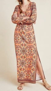 Vestido Farm Rio Talla S Anthropologie Clarabella Maxi Folk Boho Manga Larga Nuevo con Etiquetas - Imagen 1 de 7
